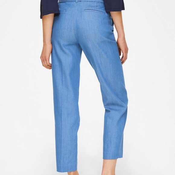 LOFT Chambray Tie Waist Slim Pants - NWT- SZ 12 Denim - Spring Jeans Ann Taylor - Picture 2 of 8